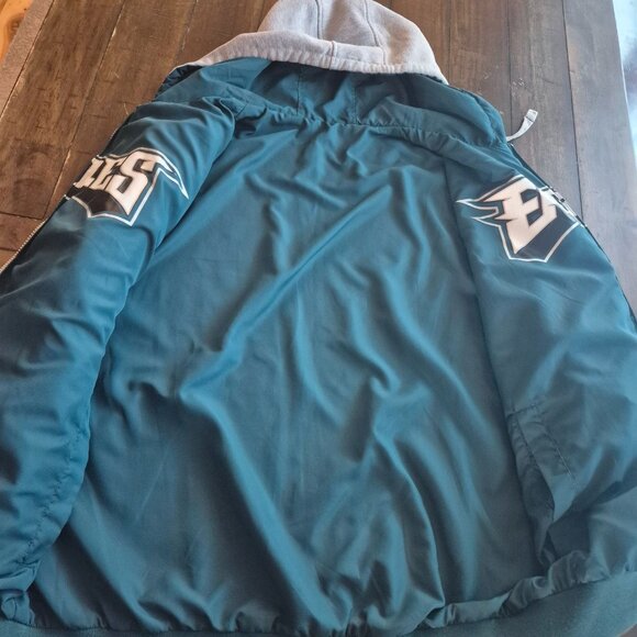Philadelphia Eagles Reversible Hoodie Jacket Gray/Teal size L - Picture 5 of 7